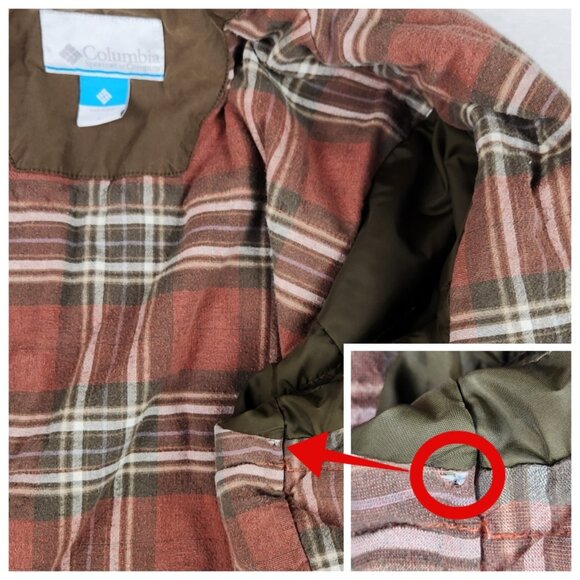 Columbia Mens Mid Weight Flannel and Nylon Lined Coat Size Large Brown - Picture 12 of 15
